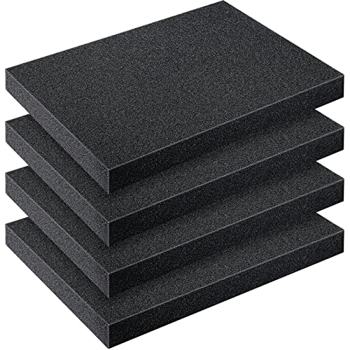 Outus 4 Pcs Cuttable Polyurethane Foam Pads Craft Foam Insert for Cases Packing Padding Camera Toolbox Storage(16 x 12 x 1.5 Inch,Black) - color: Black, size: 16 x 12 x 1.5 Inch
