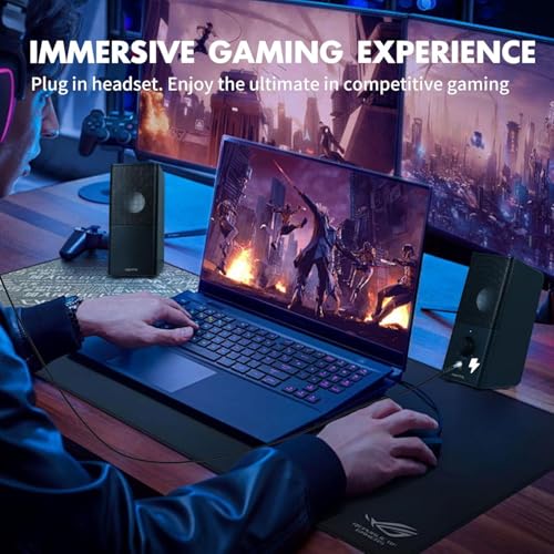 H21 Computer Speakers for Desktop PC, Full Stereo Sound, USB-Powered, Gaming Monitor Speaker with 3.5mm Aux Multimedia for Laptop/Desktop/Tablets/Phone(Black)