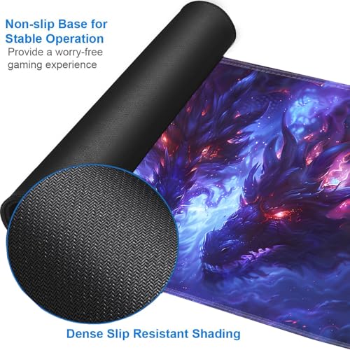 JVGFYNKL MTG Playmat + Drawstring Travel Pouch + 6 Dice Counter, for Tabletop Trading Card Game Playmats or Large Mouse Pad, Anti-slip Rubber 24 x 14 in, Blue Dragon Games TCG Playmat (No with Zone) - color: JV-Playmat-6-1-E125