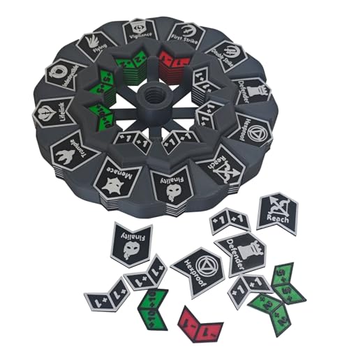 MTG Abilities Keywords Counter Wheel, Black Token Tracker 7.5 inch Diameter,123-Piece Keyword and Life Counter Bulk Tokens MTG, TCG, Cards Gaming Accessories - color: Grey