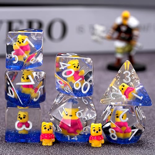 D&D Resin Dice Set, Bear Polyhedral DND D and D Dice Inclusion Dice for Dungeons and Dragons MTG RPG for Ages 15 and Up - color: Bear3