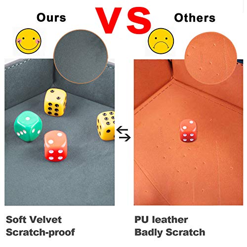 SIQUK 4 Pieces Dice Tray Hexagon Dice Rolling Holder Folding PU Leather Dice Trays for Dice Games Like RPG, DND and Other Table Games (Gray, Camel, Red and Black) - color: Gray, Camel, Red and Black