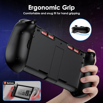 ewnol Switch Controllers for Nintendo Switch/OLED, Full-Size Handheld Switch Pro Controller with Hall Effect Joystick, 4 Game Slot, 1000mAh Battery, Adjustable RGB Light - Star - color: Black Star