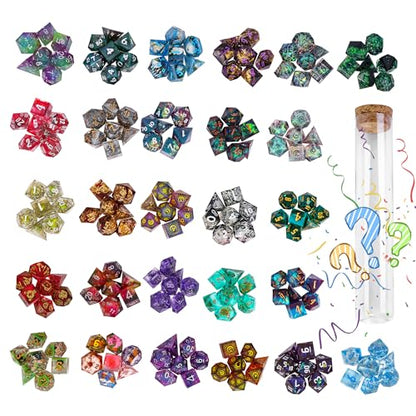 7PCS DND Dice Set,Handmade Sharp Edge Dice Set Mystery Blind Box D&D RPG Polyhedral Resin Dice,for Dungeons and Dragons TTRPG Games Roleplaying Games Pathfinder - color: Mystery Dice