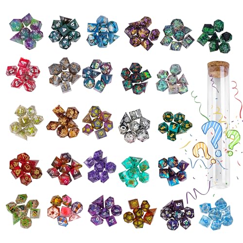 7PCS DND Dice Set,Handmade Sharp Edge Dice Set Mystery Blind Box D&D RPG Polyhedral Resin Dice,for Dungeons and Dragons TTRPG Games Roleplaying Games Pathfinder - color: Mystery Dice