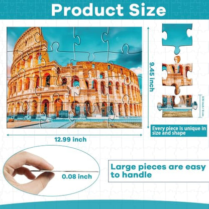 5 Packs 16 Piece Large Jigsaw Dementia Puzzles for Alzheimer’s Products Activities, Alzheimer's Puzzles Easy Memory Cognitive Games for Adults Gift with 5 Storage Bags, Construction - style: Construction