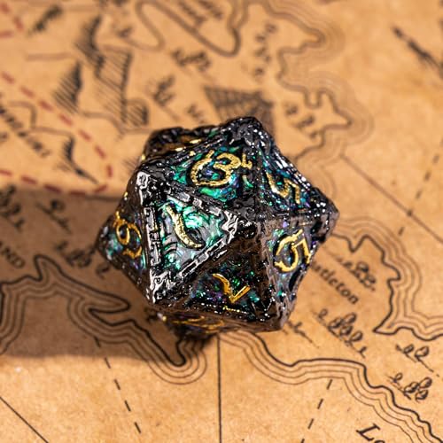 Cusdie 7Pcs Metal Dice with Metal Box, Dagger Design Polyhedral DND Dice Set, for Role Playing Game D&D Dice (Black Nickel) - color: Dagger-black Nickel