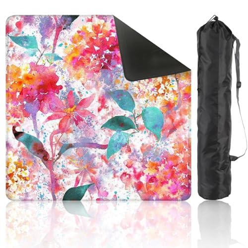 Mahjong Mat 31.5" x 31.5" Watercolor Floral Seamless Blurred Lilac Flowers Colorful Nature Made Non-Slip Noise Reduction Mahjong Tiles Table Cover for Dominoes Poker Card Board and Tile Games - color: Color5