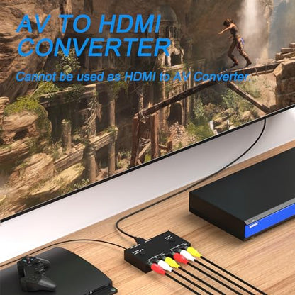 2 AV to HDMI Converter, 1080P/720P 2 Port RCA Composite CVBS AV Switch to HDMI Converter Adapter Support 4:3/16:9 Switching, for TV PC PS2 PS3 N64 NGC SNES WII VHS VCR Camera DVD-Black - color: 2AV to HDMI Converter