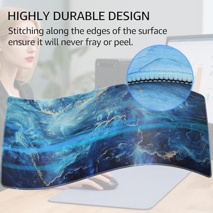 KTRIO Large Gaming Mouse Pad, Desk Mat, 31.5 x 15.7 in, Blue Marble, XXL | Smooth Micro-Weave Surface, Artistic Pattern Design, Non-Slip Rubber Base, Durable Stitched Edges, Office & Home Use - color: Blue Marble, size: 31.5l X 15.7w Inches