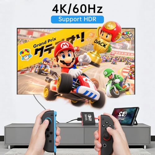 GOPALA Switch 2 Dock, 4k@60Hz for Nintendo Switch 2 Dock for New Version 21.1.0, Plug and Play Switch 2 Portable Dock, 3-in-1 Switch 2 Travel Dock Compatible with Switch 2/Switch 1/OLED/Steam Deck - color: Black+Red