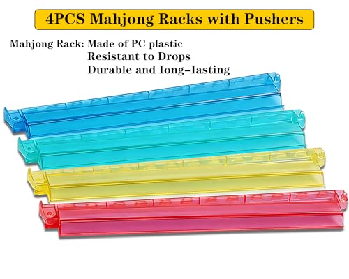 Pink American Mahjong Game Set 166 Mahjong Tile Set 1.2-inch American Mahjong Tile Set with 4PCS Mahjong Racks with Pushers