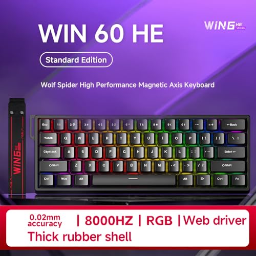 Shaking Tank x Aula WIN60 HE-60%Mechanical Gaming Keyboard Wired,Magnetic Switch Hot Swappable,8000Hz Polling Rate,Adjustable Actuation Rapid Trigger Mode,RGB Small Keyboard 60 Percent Compact for PC