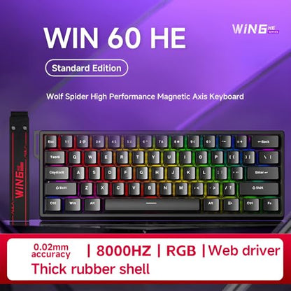 Shaking Tank x Aula WIN60 HE-60%Mechanical Gaming Keyboard Wired,Magnetic Switch Hot Swappable,8000Hz Polling Rate,Adjustable Actuation Rapid Trigger Mode,RGB Small Keyboard 60 Percent Compact for PC