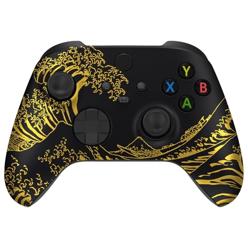 Stealth Controllers Wireless Controller for Xbox Series S, Xbox Series X, Xbox One - Soft Touch Feel - Custom Series S/X Controller (Black/Gold Waves) - color: Black/Gold Waves