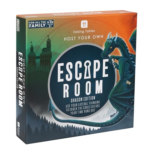 Talking Tables Dragon Edition Escape Room Game for Adults Teenager, Video Intro, QR Codes for Sciene Playlist, Present, Games Night, Birthday, Dinner Party, Secret Santa, Christmas, Age 9+, Players 1+