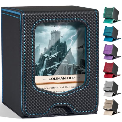 Fabmaker Deck Box Compatible with MTG Commander,Comman-der Deck Box Storage | Trading Card Storage Box with Comman-der, Fits 100 Double-Sleeved Cards, Card Box Compatible with Magic the Gathering, Blue - color: Blue, size: 1 pack