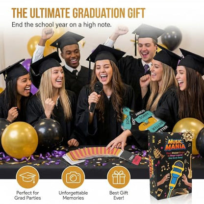 Grab Microphone Music Board Game, Drop the Karaoke Mic Party Games for Adults, Family, 2-10 Players - Hilarious Singing Trivia with 280 Song Lyrics (140 Cards) and 10 Blank Cards for Game Night, Gift
