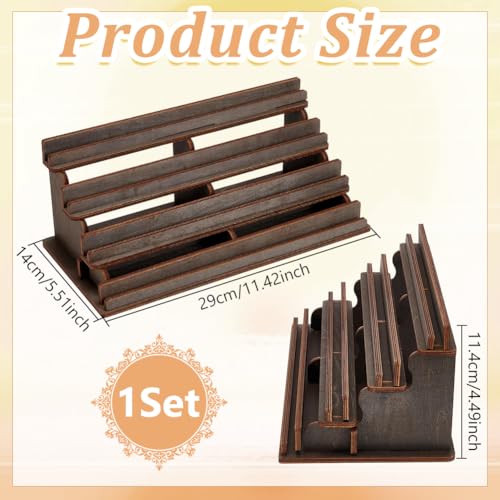 UNICRAFTALE 4-Tier Wooden Board Game Card Holder Dark Brown Cards Display Riser Solid Wood Card Playing Holder Stand for Bridge Canasta Strategy Games Tabletop Organizer 5.5x11x4.5 Inch - color: Dark Brown