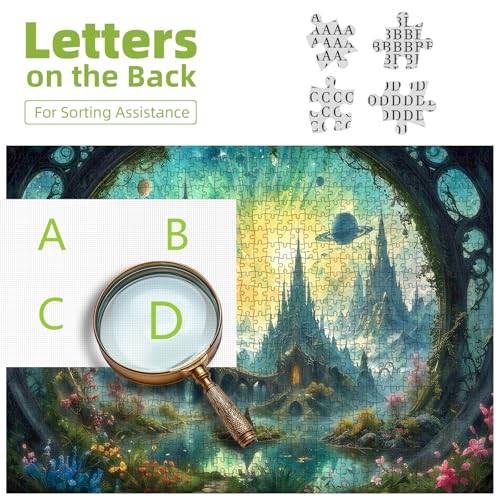 Science Fiction Landscape Jigsaw Puzzle for Adults - Fantasy 1000 Piece with Letters on Back - Challenging Family Game Gift - Finished Size 26.75 x 19.75 - color: Science Fiction