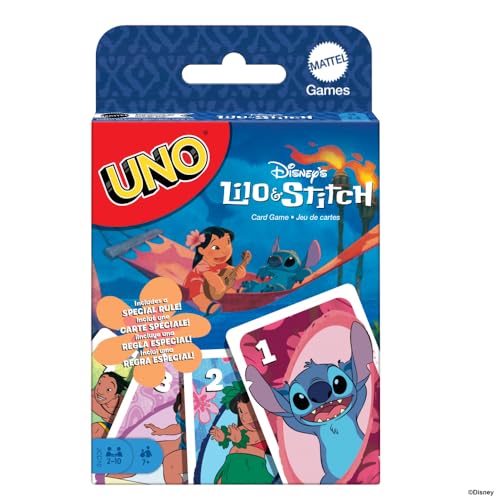 Mattel Games UNO Disney’s Lilo and Stitch Card Game for Kids, Adults & Family with Deck & Special Rule Inspired by the Movie - style: UNO Disney's Lilo and Stitch