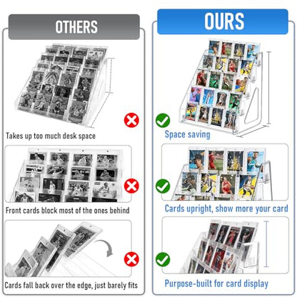 2 Pack 5-Tier Card Display Stand Holder for Collectors & Retails | 12.1" Clear Acrylic Riser Card Shelf for Desk & Shelf Organize, Fits Trading, Sports, TCG & Graded Cards, PSA BGS SGC Slabs