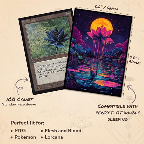 Neon Lotus 2 - MTG Card Sleeves, 104ct, Standard Size, Textured | Perfect for Double Sleeving, Smudge Resistant Matte Back, Standard 66x92mm - Compatible with Magic The Gathering & TCG Cards - color: Neon Lotus 2, size: Textured