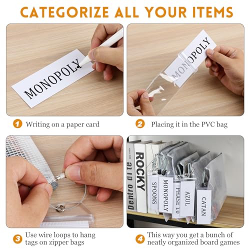Lukeline Board Game Storage Kit with 12 Sets of Zipper Pouch Bags and Sorting Label Tabs, Board Game Organizer and storage for Board Games, Bricks, Puzzles, Toys, Craft Projects, School Supplies
