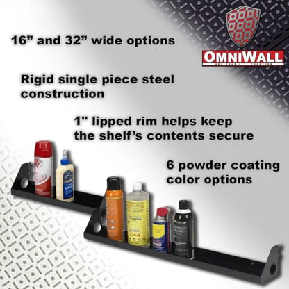 4"x16" Impact Shelf for Wall Storage On The Metal Pegboard System - color: Silver