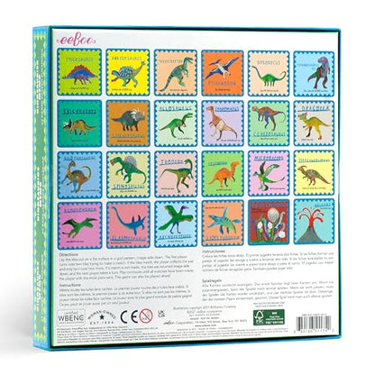 eeBoo Shiny Dinosaur Memory & Matching Game, Ages 3+, 1-4 Players | Teaches dinosaur names & pronunciation. Sharpens recognition, concentration & memory skills. Includes 48 foil tiles, 24 pairs - style: Shiny Dinosaur