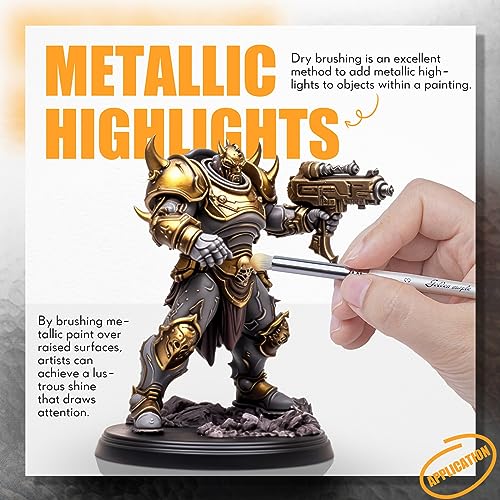 Golden Maple Dry Brush Miniature Painting Drybrush Set - 6PC Professional Miniature Paint Brushes for Miniatures, Model, Enamel & Fantasy Figurines Painting（Pearl White） - color: White