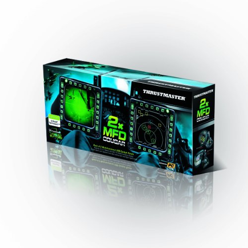 Thrustmaster MFD Cougar Flight Sim Multi-Function Display Set - PC | 2 panels, 48 programmable controls, 20 buttons & 4 switches each, weighted non-slip bases, MSFS preset layouts, 2 LEDs each