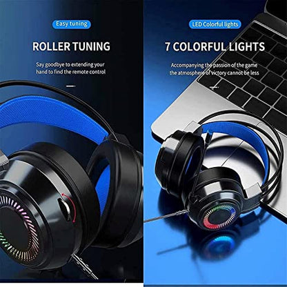 Gaming Headset Gaming Headphones with Noise Canceling Mic Stereo Bass Surround Sound Soft Memory Earmuffs Headset Compatible with PC Laptop