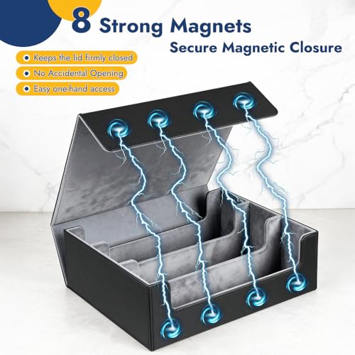 Shintop Card Storage Box for 1800+ Trading Cards, Deck Organizer Case with 24 Dividers, 30 Labels & 3 Supporters, Magnetic Closure Card Collection Holder Fit for Mtg, Yugioh, Tcg