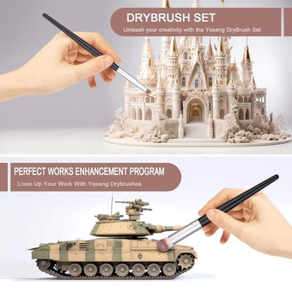 Drybrush Set - Premium Art Paintbrush Set for Miniatures,6 Different Sizes | Ultra-Soft Vegan Fibers,Banner Painting Supplies,Ideal for Detailing - style: 6P Black