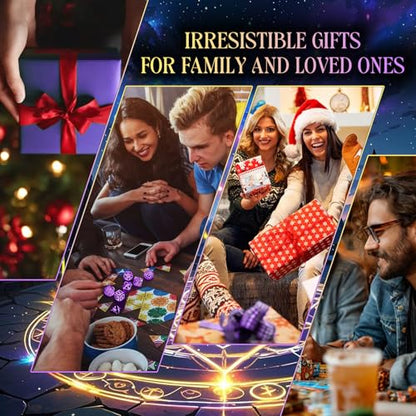 LED DND Dice Set, Light up Dice Rechargeable for RPG DM Gifts, Purple | ZHOORQI D and D Polyhedral Dice with Charging Box, Glow in The Dark Dice Easy Reading for Dungeons and Dragons TTRPG - color: Purple-shackles