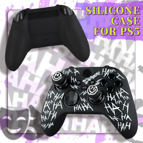 White HAHA Silicone Controller Skin Kit only for Xbox Series S/X | Anti-Slip Controller Case with 2 Thumb Grip Cover & 2 Elevated Base - color: Black&White