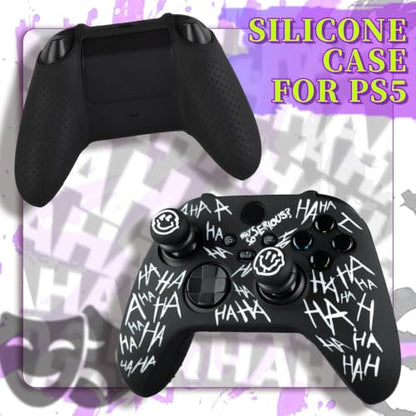 White HAHA Silicone Controller Skin Kit only for Xbox Series S/X | Anti-Slip Controller Case with 2 Thumb Grip Cover & 2 Elevated Base - color: Black&White