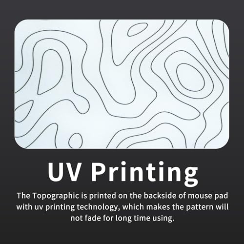 XVX Glass Mousepad for Gaming, White Topographic Hard Gaming Mouse pad, Professional Large Mouse Mat 16.2" x 12.2", Special Glass Surface with Improved Precision and Speed - color: White(Topographic)