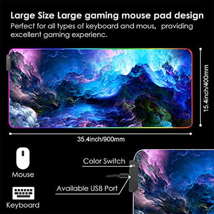 RGB Mouse Pad, Large Extended Soft Led Mouse Mat with Different Lighting Modes, 900 x 400mm / 35.4 * 15.7Inch - color: 90x40 Rgtaiyang001