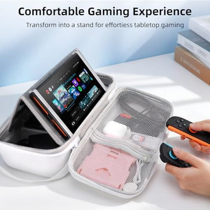 FIWWAT Carrying Case for Nintendo Switch 2 2025, 12 Game Card Slots, Large Capacity Hard Travel Protective Case for Switch 2 Console Accessories Pro Controller, Dock, White - color: White