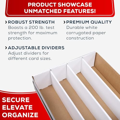 (2) Premium 3200 Count Storage Box 4 Row Monster - 200 Pound Test Strength - Trading Card Cardboard Box For Football, Basketball, Baseball & Gaming Cards - 2 Boxes - MADE IN THE USA