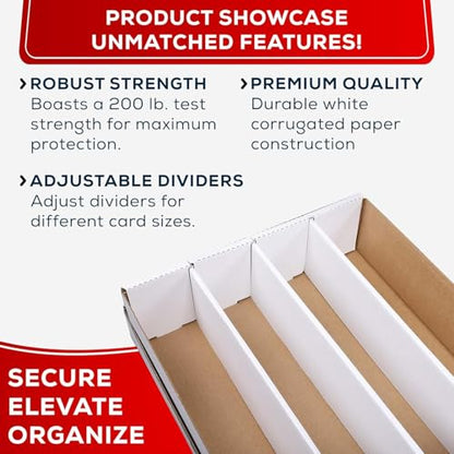 (2) Premium 3200 Count Storage Box 4 Row Monster - 200 Pound Test Strength - Trading Card Cardboard Box For Football, Basketball, Baseball & Gaming Cards - 2 Boxes - MADE IN THE USA