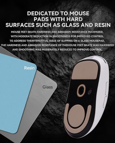 HOTLINEGAMES Mouse Skates Feet Compatible with Razer Viper V2 Pro, for Glass Mousepad, Rounded Curved Edges, Gaming Mouse feet Replacement, High Durability, Pebble Series