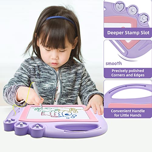 AiTuiTui Magnetic Drawing Board Toddler Toys for Girls Gifts, Erasable Sketch Writing Doodle Pad Travel Games for Kids in Car, Early Education Learning Skill Development Toys for Kids Toddlers - color: Purple