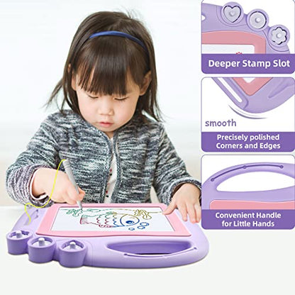 AiTuiTui Magnetic Drawing Board Toddler Toys for Girls Gifts, Erasable Sketch Writing Doodle Pad Travel Games for Kids in Car, Early Education Learning Skill Development Toys for Kids Toddlers - color: Purple
