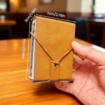 Foleto Travel Cribbage Board Game – 3-Track Leather Set w/Cards & Pegs | Folds 3.9x2.7x1.2in, unfolds 8in | wood+leather | 6 pegs+cards | 2-3 players | travel/camping/family