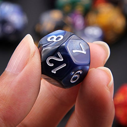 Polyhedral Dice Set, 49 Pieces - 7 Sets of RPG Dice with 1 Bag for Dungeons and Dragons D&D RPG MTG Board Games, Includes D20, D12, D8, D6, D4, D10 (0-9) and D10 (00-90)