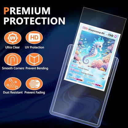 300PCS Card Sleeves Top Loaders for Trading Cards, 3" x 4" Hard Plastic Toploaders, Baseball Penny Card Protectors, Trading Card Holder for MTG, TCG Cards(100 Toploaders + 200 Soft Card Sleeves) - size: 100 Toploaders + 200 Soft Card Sleeves