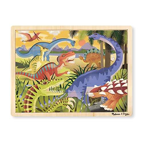Melissa & Doug Dinosaurs Wooden Jigsaw Puzzle with Storage Tray (24 pcs) - style: Dinosaurs